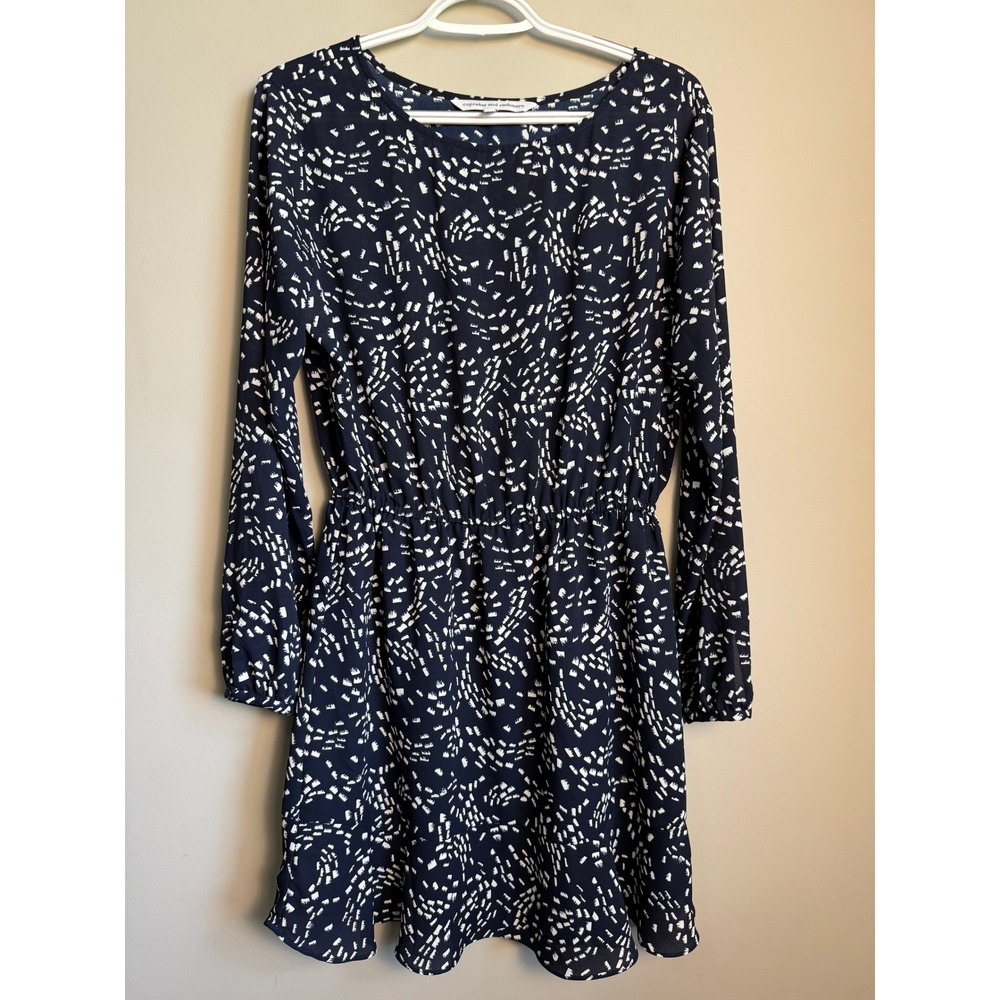 Cupcakes and Cashmere Abstract Print Long Sleeve Dress Medium Office Staple Airy